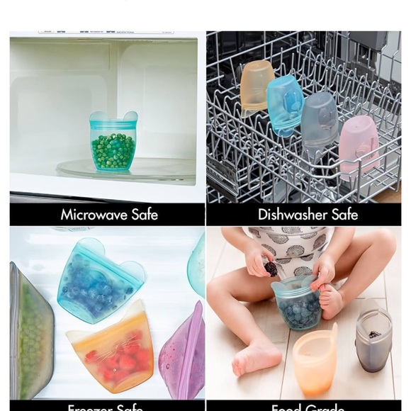 🐻 Zip Top Reusable 100% Silicone Baby+Kid Snack Containers Made in the USA - Picture 3 of 5